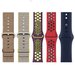 Set 5 Curele iUni compatibile cu Apple Watch 1/2/3/4/5/6/7, 42mm, Maro, Galben/Gri, Bleumarin, Rosu/